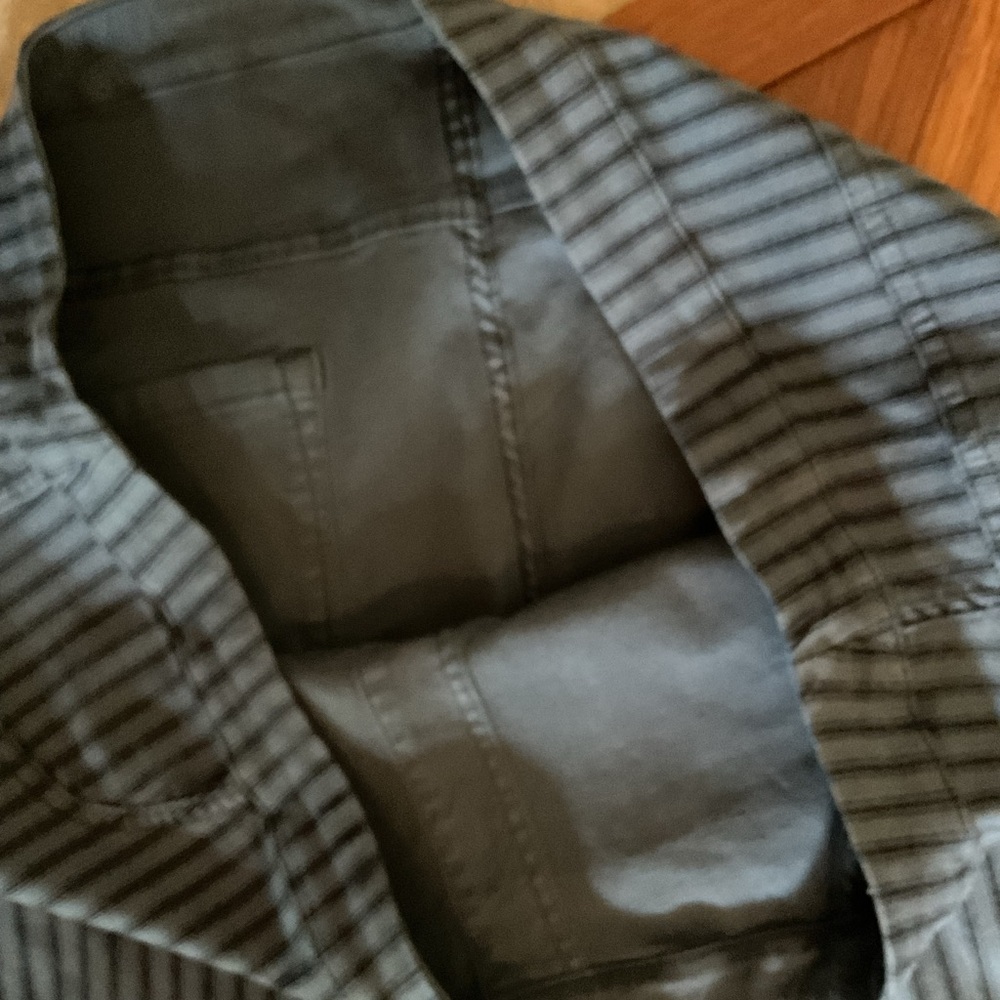 PLUS 3XL PANTS, 2 sided, one side striped the other solid. Frayed at the bottom